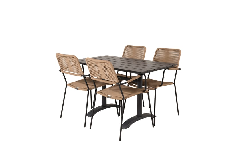 Denver Matgrupp Utomhus 120cm + 4 Lindos Karmstolar Utomhus Svart - Venture Home - Utemöbler & utemiljö - Utegrupp - Matgrupp utomhus