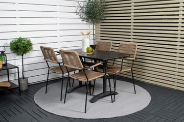 Denver Matgrupp Utomhus 120cm + 4 Lindos Karmstolar Utomhus Svart - Venture Home - Utemöbler & utemiljö - Utegrupp - Matgrupp utomhus
