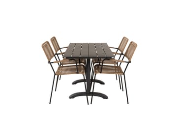 Denver Matgrupp Utomhus 120cm + 4 Lindos Karmstolar Utomhus Svart - Venture Home - Utemöbler & utemiljö - Utegrupp - Matgrupp utomhus