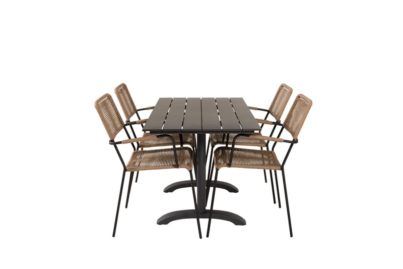 Denver Matgrupp Utomhus 120cm + 4 Lindos Karmstolar Utomhus Svart - Venture Home - Utemöbler & utemiljö - Utegrupp - Matgrupp utomhus