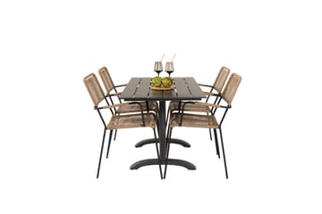 Denver Matgrupp Utomhus 120cm + 4 Lindos Karmstolar Utomhus Svart - Venture Home - Utemöbler & utemiljö - Utegrupp - Matgrupp utomhus