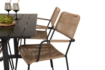 Denver Matgrupp Utomhus 120cm + 4 Lindos Karmstolar Utomhus Svart - Venture Home - Utemöbler & utemiljö - Utegrupp - Matgrupp utomhus