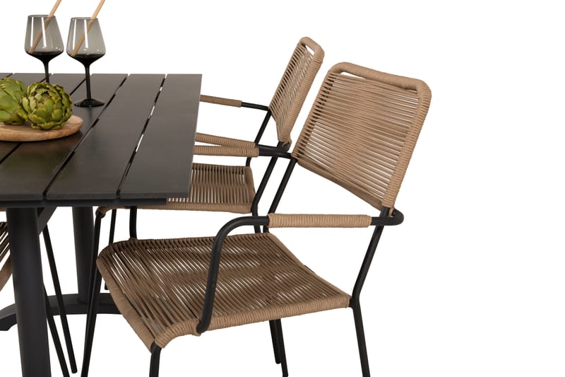 Denver Matgrupp Utomhus 120cm + 4 Lindos Karmstolar Utomhus Svart - Venture Home - Utemöbler & utemiljö - Utegrupp - Matgrupp utomhus