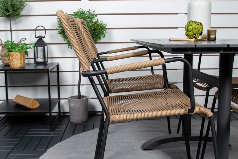 Denver Matgrupp Utomhus 120cm + 4 Lindos Karmstolar Utomhus Svart - Venture Home - Utemöbler & utemiljö - Utegrupp - Matgrupp utomhus
