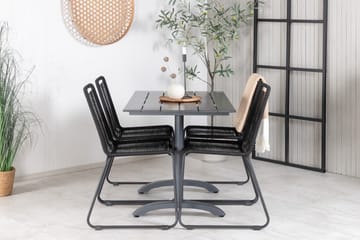 Denver Matgrupp Utomhus 120cm + 4 Lindos Stapelbara Matstolar - Vit - Utemöbler & utemiljö - Utegrupp - Matgrupp utomhus