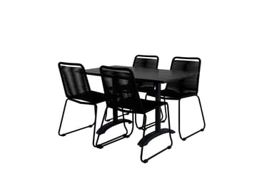 Denver Matgrupp Utomhus 120cm + 4 Lindos Stapelbara Matstolar - Vit - Utemöbler & utemiljö - Utegrupp - Matgrupp utomhus