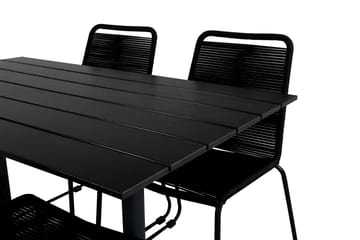 Denver Matgrupp Utomhus 120cm + 4 Lindos Stapelbara Matstolar - Vit - Utemöbler & utemiljö - Utegrupp - Matgrupp utomhus