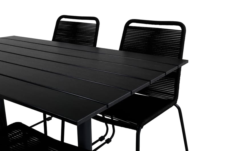 Denver Matgrupp Utomhus 120cm + 4 Lindos Stapelbara Matstolar - Vit - Utemöbler & utemiljö - Utegrupp - Matgrupp utomhus