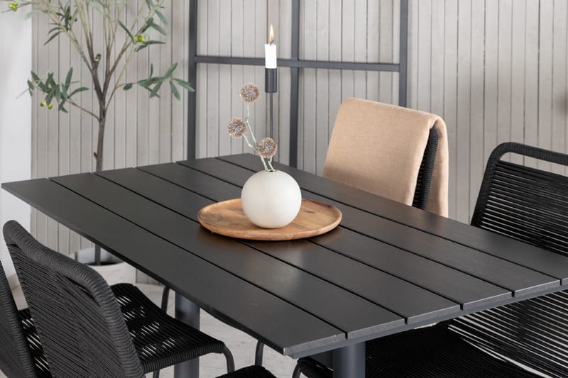 Denver Matgrupp Utomhus 120cm + 4 Lindos Stapelbara Matstolar - Vit - Utemöbler & utemiljö - Utegrupp - Matgrupp utomhus