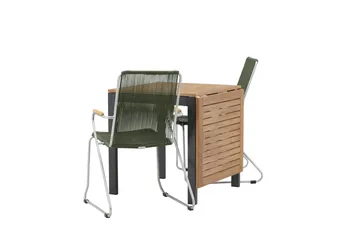 Diego Matgrupp 70 cm + 2 st Bois Karmstolar Grön/Brun - Grön/Brun - Utemöbler & utemiljö - Utegrupp - Matgrupp utomhus