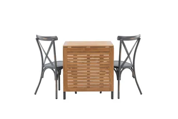 Diego Matgrupp 70 cm + 2 st Tablas Matstolar Mörkgrå/Brun - Brun/Mörkgrå - Utemöbler & utemiljö - Utegrupp - Matgrupp utomhus