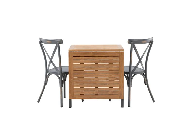 Diego Matgrupp 70 cm + 2 st Tablas Matstolar Mörkgrå/Brun - Brun/Mörkgrå - Utemöbler & utemiljö - Utegrupp - Matgrupp utomhus