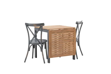 Diego Matgrupp 70 cm + 2 st Tablas Matstolar Mörkgrå/Brun - Brun/Mörkgrå - Utemöbler & utemiljö - Utegrupp - Matgrupp utomhus