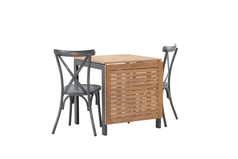 Diego Matgrupp 70 cm + 2 st Tablas Matstolar Mörkgrå/Brun - Brun/Mörkgrå - Utemöbler & utemiljö - Utegrupp - Matgrupp utomhus