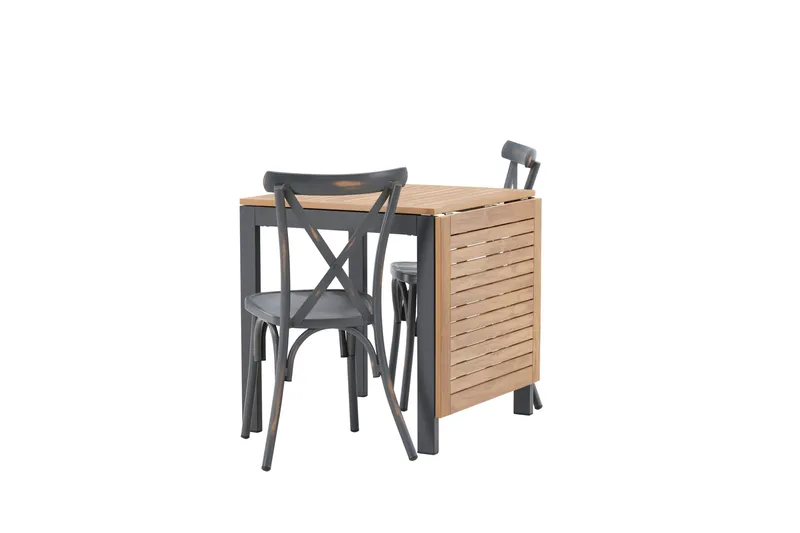 Diego Matgrupp 70 cm + 2 st Tablas Matstolar Mörkgrå/Brun - Brun/Mörkgrå - Utemöbler & utemiljö - Utegrupp - Matgrupp utomhus