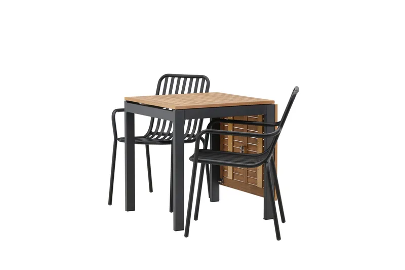 Diego Matgrupp 70 cm + 2 st Peking Karmstolar Svart/Brun - Svart/Brun - Utemöbler & utemiljö - Utegrupp - Matgrupp utomhus