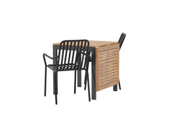 Diego Matgrupp 70 cm + 2 st Peking Karmstolar Svart/Brun - Svart/Brun - Utemöbler & utemiljö - Utegrupp - Matgrupp utomhus