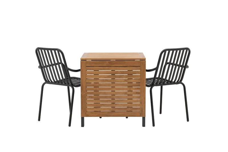 Diego Matgrupp 70 cm + 2 st Peking Karmstolar Svart/Brun - Svart/Brun - Utemöbler & utemiljö - Utegrupp - Matgrupp utomhus