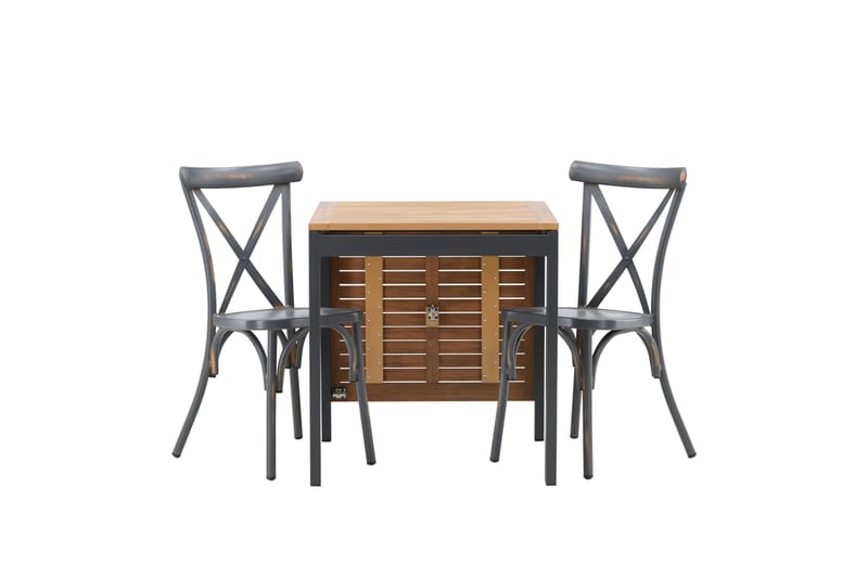 Diego Matgrupp Utomhus 70 cm + 2 st Tablas Matstolar, Brun/Mörkgrå