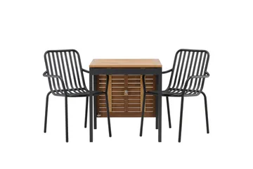 Diego Matgrupp Utomhus 70 cm + 2 st Peking Karmstolar - Svart/Brun - Utemöbler & utemiljö - Utegrupp - Matgrupp utomhus