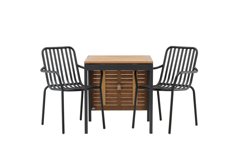 Diego Matgrupp Utomhus 70 cm + 2 st Peking Karmstolar, Svart/Brun