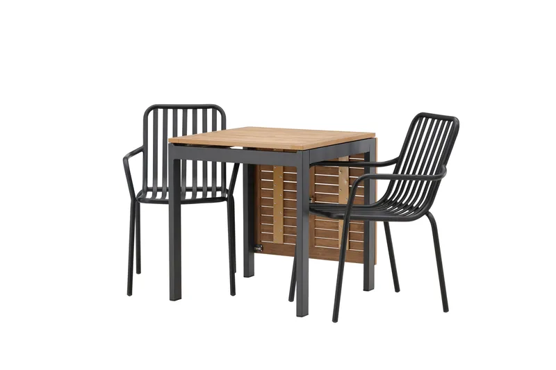 Diego Matgrupp Utomhus 70 cm + 2 st Peking Karmstolar - Svart/Brun - Utemöbler & utemiljö - Utegrupp - Matgrupp utomhus