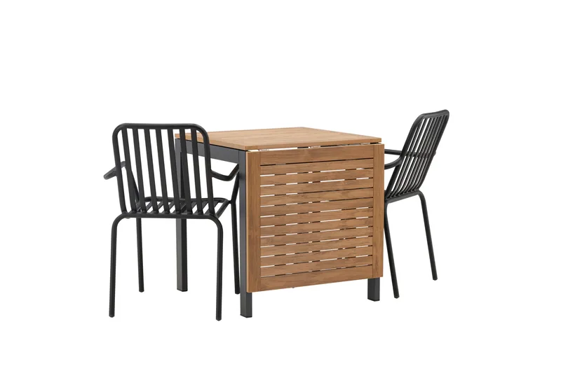 Diego Matgrupp Utomhus 70 cm + 2 st Peking Karmstolar - Svart/Brun - Utemöbler & utemiljö - Utegrupp - Matgrupp utomhus