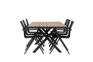 Matgrupp Utomhus Garcia 200 cm Rektangulär med 6 Alina Utestolar - Svart - Utemöbler & utemiljö - Utegrupp - Matgrupp utomhus