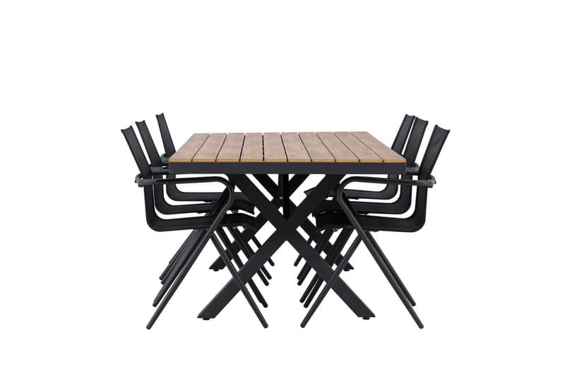 Matgrupp Utomhus Garcia 200 cm Rektangulär med 6 Alina Utestolar - Svart - Utemöbler & utemiljö - Utegrupp - Matgrupp utomhus