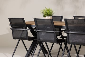 Matgrupp Utomhus Garcia 200 cm Rektangulär med 6 Alina Utestolar - Svart - Utemöbler & utemiljö - Utegrupp - Matgrupp utomhus