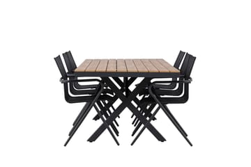 Matgrupp Utomhus Garcia 200 cm Rektangulär med 6 Alina Utestolar - Svart - Utemöbler & utemiljö - Utegrupp - Matgrupp utomhus