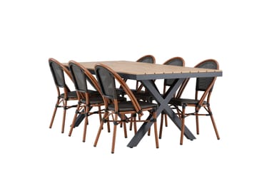 Matgrupp Utomhus Garcia 200 cm Rektangulär med 6 Guarda Utestolar - Svart - Utemöbler & utemiljö - Utegrupp - Matgrupp utomhus