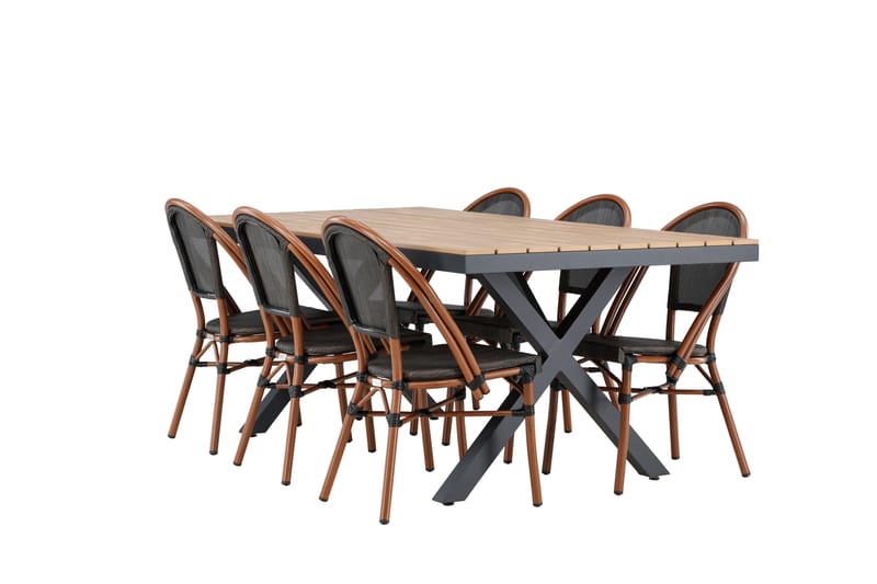 Matgrupp Utomhus Garcia 200 cm Rektangulär med 6 Guarda Utestolar - Svart - Utemöbler & utemiljö - Utegrupp - Matgrupp utomhus