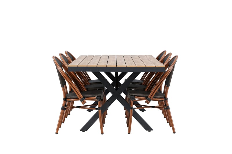 Matgrupp Utomhus Garcia 200 cm Rektangulär med 6 Guarda Utestolar - Svart - Utemöbler & utemiljö - Utegrupp - Matgrupp utomhus