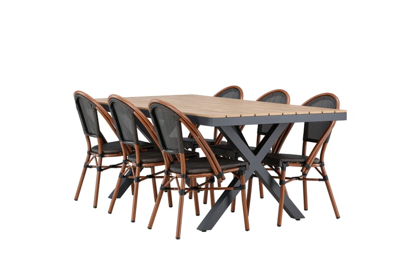 Matgrupp Utomhus Garcia 200 cm Rektangulär med 6 Guarda Utestolar - Svart - Utemöbler & utemiljö - Utegrupp - Matgrupp utomhus