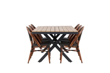 Matgrupp Utomhus Garcia 200 cm Rektangulär med 6 Guarda Utestolar - Svart - Utemöbler & utemiljö - Utegrupp - Matgrupp utomhus