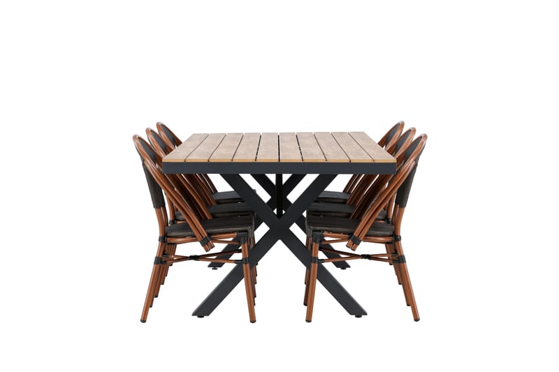 Matgrupp Utomhus Garcia 200 cm Rektangulär med 6 Guarda Utestolar - Svart - Utemöbler & utemiljö - Utegrupp - Matgrupp utomhus