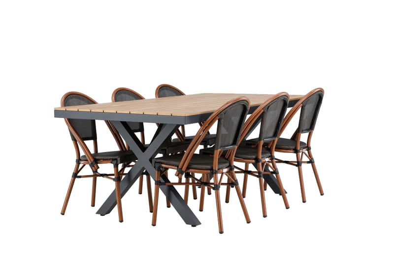 Matgrupp Utomhus Garcia 200 cm Rektangulär med 6 Guarda Utestolar - Svart - Utemöbler & utemiljö - Utegrupp - Matgrupp utomhus