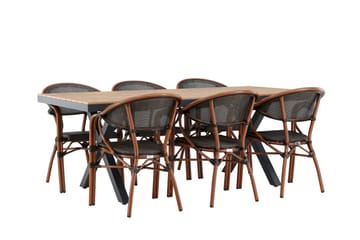 Matgrupp Utomhus Garcia 200 cm Rektangulär med 6 Vila Real Utestolar - Svart - Utemöbler & utemiljö - Utegrupp - Matgrupp utomhus