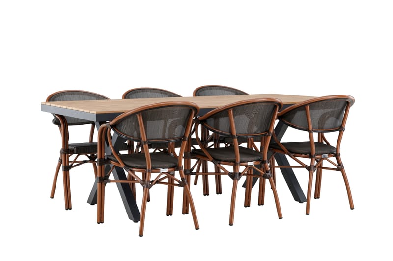 Matgrupp Utomhus Garcia 200 cm Rektangulär med 6 Vila Real Utestolar - Svart - Utemöbler & utemiljö - Utegrupp - Matgrupp utomhus