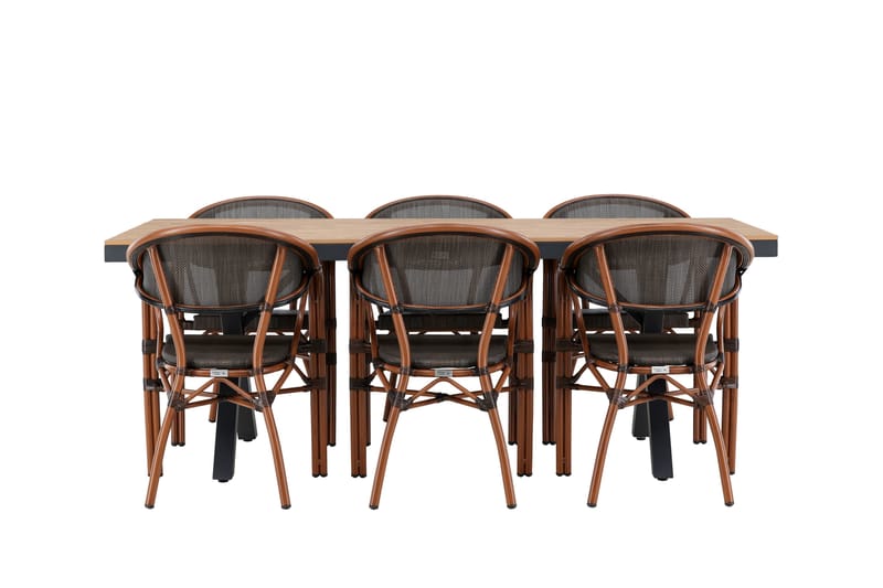 Matgrupp Utomhus Garcia 200 cm Rektangulär med 6 Vila Real Utestolar - Svart - Utemöbler & utemiljö - Utegrupp - Matgrupp utomhus
