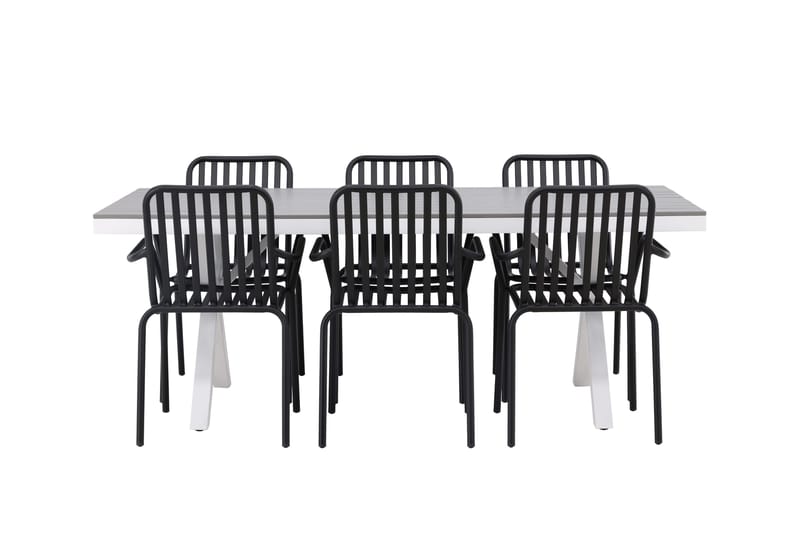 Garcia Matgrupp Utomhus 200 cm + 6 st Peking Karmstolar - Svart/Grå - Utemöbler & utemiljö - Utegrupp - Matgrupp utomhus