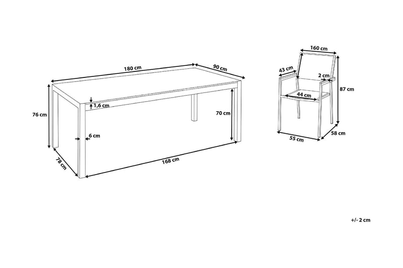 Grosseto Trädgårdsmöbelset Med Utebord+6 Utestolar - Svart - Utemöbler & utemiljö - Utegrupp - Matgrupp utomhus