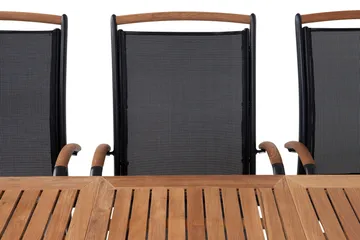 Hillerstorp Nydala Matgrupp 96x150-200 + 6 Karmstolar - Teak/Svart - Utemöbler & utemiljö - Utegrupp - Matgrupp utomhus