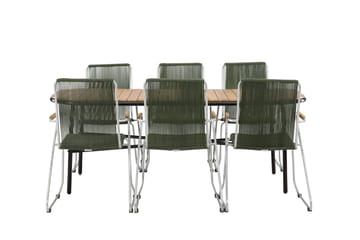 Holmbeck Matgrupp Utomhus 200 cm + 6 st Bois Karmstolar - Grön/Brun - Utemöbler & utemiljö - Utegrupp - Matgrupp utomhus