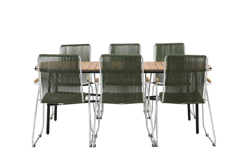 Holmbeck Matgrupp Utomhus 200 cm + 6 st Bois Karmstolar - Grön/Brun - Utemöbler & utemiljö - Utegrupp - Matgrupp utomhus