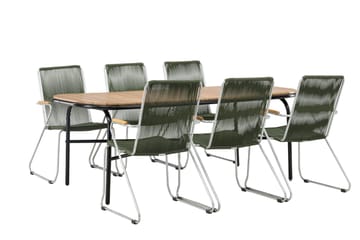 Holmbeck Matgrupp Utomhus 200 cm + 6 st Bois Karmstolar - Grön/Brun - Utemöbler & utemiljö - Utegrupp - Matgrupp utomhus