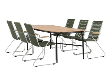 Holmbeck Matgrupp Utomhus 200 cm + 6 st Bois Karmstolar - Grön/Brun - Utemöbler & utemiljö - Utegrupp - Matgrupp utomhus