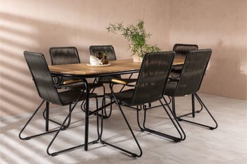 Holmbeck Matgrupp Utomhus 200 cm + 6 st Bois Karmstolar - Svart/Brun - Utemöbler & utemiljö - Utegrupp - Matgrupp utomhus