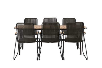 Holmbeck Matgrupp Utomhus 200 cm + 6 st Bois Karmstolar - Svart/Brun - Utemöbler & utemiljö - Utegrupp - Matgrupp utomhus